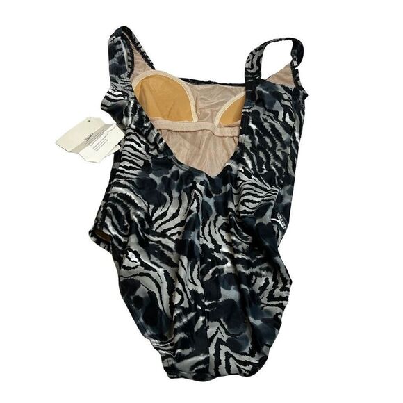 Speedo NWT black and gray animal print one piece swimsuit size 12 - Picture 3 of 13